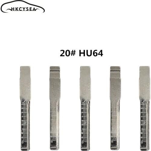HKCYSEA Engraved Line Blank Scale Shearing Teeth Uncut Key Blade 20# HU64 for Benz/Maybach/Lorenz/Carlson for Lishi 2 in 1 Tool