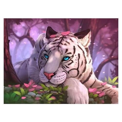 Painting By Numbers White tiger Drawing On Canvas HandPainted Gift Picture By Number animal Kits Home Decoration
