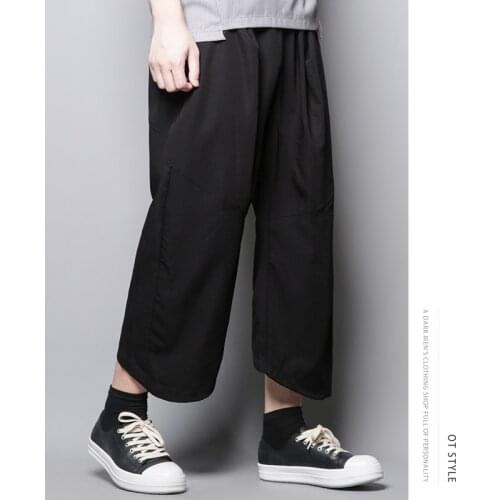 Summer art simple original design straight curvy Harun low-grade pants men nine-point loose low-grade casual pants
