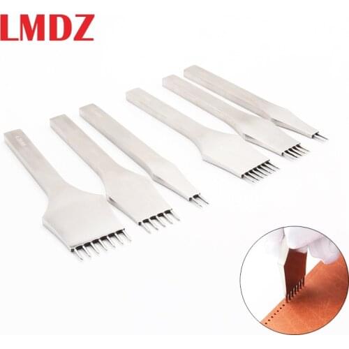 LMDZ 1Pcs Leather Punching Pricking Round Chisel Tools 3mm 4mm 5mm Spacing 2/5/7 Prong DIY Handmade Stitching Leather Craft Tool