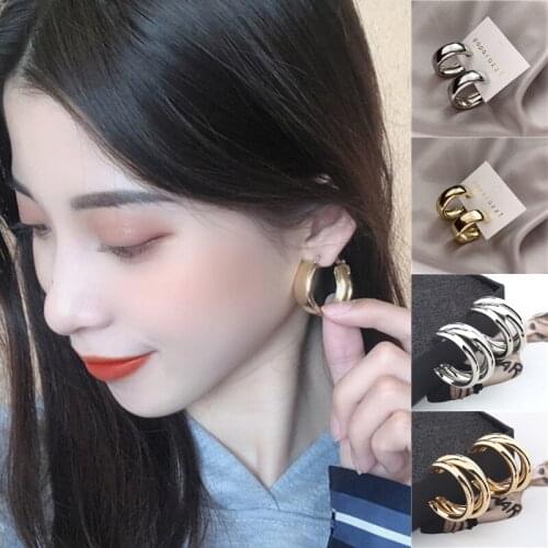 Minimalist Large Circle Geometric Round Big Hoop Gold Color Earrings For Women Girl Wedding Party Jewelry