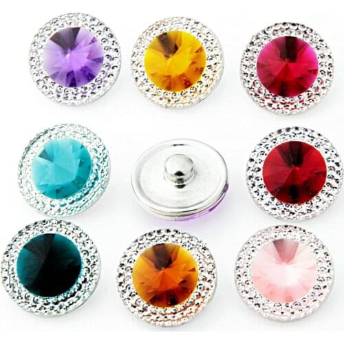 Fashion beauty 10pcs mixed Colorful Round Resin 18MM snap buttons fit snap bracelet snap jewelry wholesale NS0021