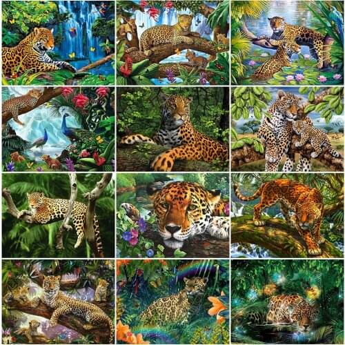MomoArt Diamond Painting Leopard Needlework Diamond Embroidery Animal Full Drill Square Mosaic Cross Stitch Kits Home Decor