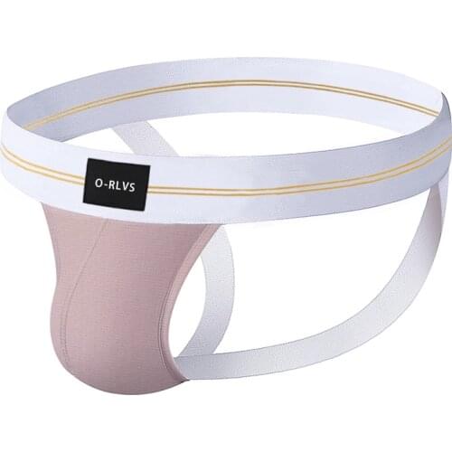 ORLVS G-strings Skin Friendly Male Thongs Independent Codpiece Double Ding Design Soft Material Stretch Protection Belt T-back