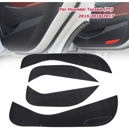 Carbon Fiber Car Inner Door Protective Sticker Anti-kick Film Decal For Hyundai Tucson (TL) 2015 2016 2017 2018 2019 2020