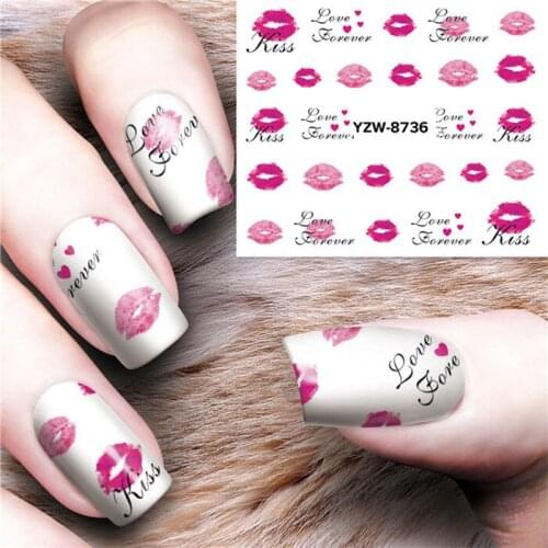Lips Mouth Kiss Nail stickers art decorations slider adhesive Water Transfer decals manicure lacquer accessoires polish foil