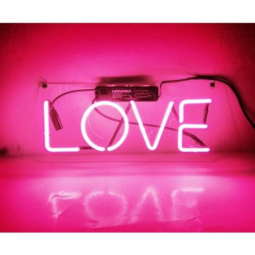 14“ Love Acrylic Custom Neon Light Lamp Sign Beer Bar D Handmade Real Glass Artwork Decorate Home Wall Room Windows Tube Artwork