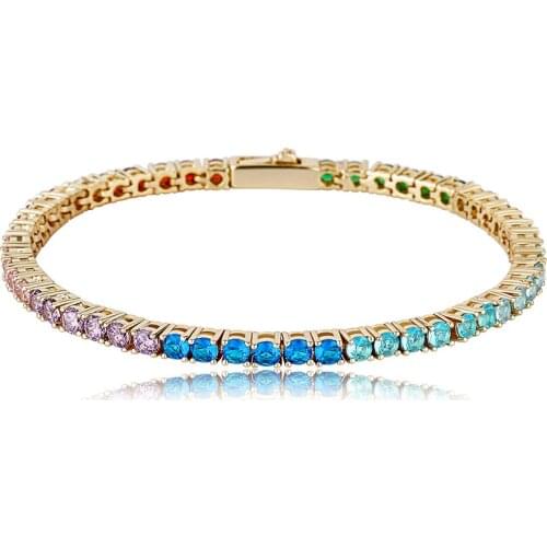 2021 New 3 MM 7 Colors Tennis Chain Full Micro Pave Iced Out Cubic Zirconia Hip Hop Punk Jewelry Gift For Men Women