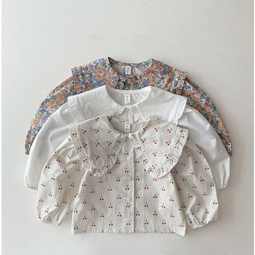 Summer New Kids Girls Doll Collar Shirt