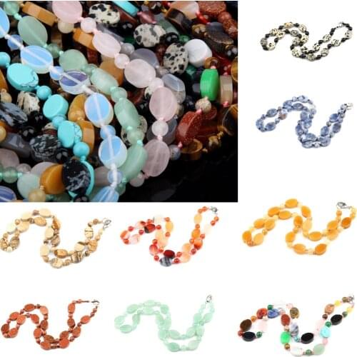 Wholesale Natural Stone Necklace Agates Necklace Quartz Stone Necklace 10x14mm 6mm 18 inches
