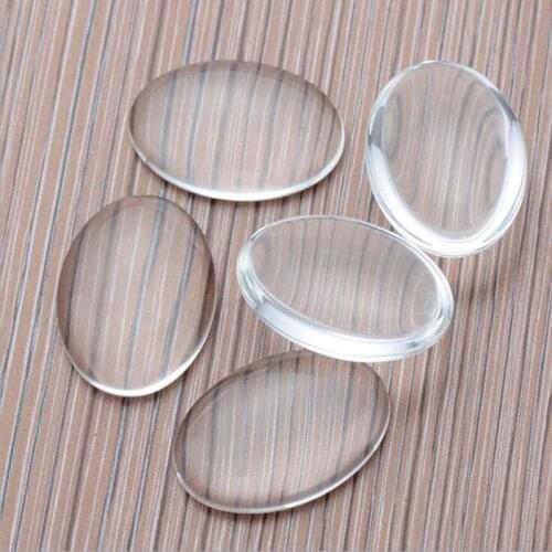 Wholesale DIY 25*18mm Clear Transparent Domed Oval Flat Back Crystal Magnifying Glass Cabochon Fit Cameo Settings 50pcs