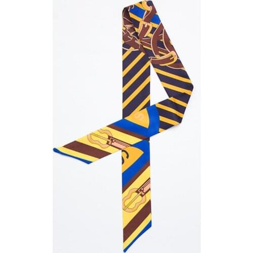 2019 New Women Silk ribbons Headwear Brand Small Tie Print Silk Scarf For Womens Handle Gradient Color Bag Ribbon Scarves