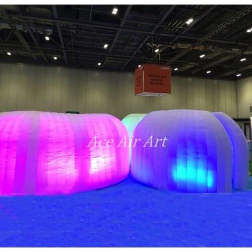 Attractive long LED white inflatable exhibition equipment office for trade show