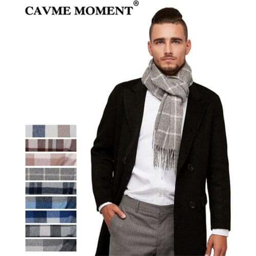 CAVME Pure Wool Plaid Striped Scarf Mens Business Style Long Basic Scarves Unisex Femme Homme Winter Wrap CUSTOM NAME 30*180cm