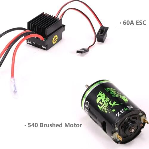 For 1/10 RC Car 540 Brushed Motor RC Crawler Motor 45T and 60A ESC RC Car ESC Brushed Electric Speed Controller 5V/2A BEC