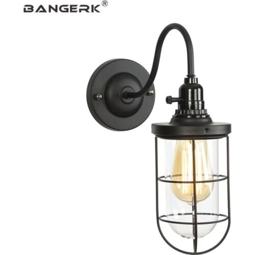 Nordic Vintage LED Wall Lamp Loft Edison Sconces Switch Black Iron Glass Modern Wall Lights Home Decor Lighting Wandlamp