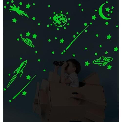 Luminous Star Moon Space Diy Wall Sticker Meteor Glowing In Night Bedroom Kids Room Creative Cartoon Decals Home Cabinet Decor