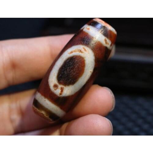 Treasure Magic Power Tibetan old Agate Heaven&Earth Big Drum dZi Bead Amulet Pendant Talisman Timestown UPD21