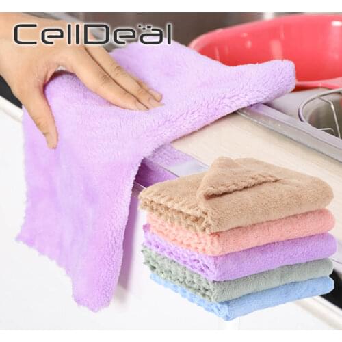 Thicker Kitchen Cleaning Rag Absorbent Scouring Pad Rag Home Microfiber Towels Tableware Non-stick Oil Cleaning Wiping Towel