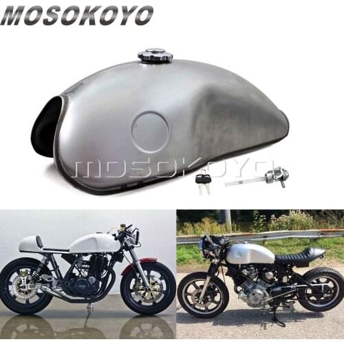 Moto Custom Vintage 2.6 Gal Gas Oil Tank for Honda CB CX 750 Yamaha XVS SR 650 500 BSA B54 Cafe Racer Fuel Tank