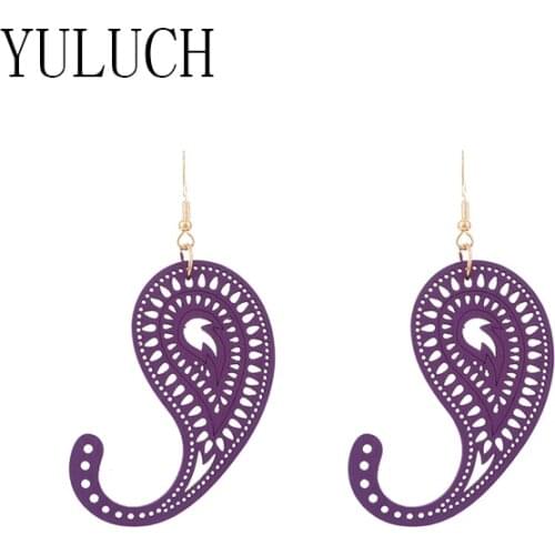 YULUCH Natural wooden art jewelry party elegant accessories women geometric wood pendant earrings WOMAN