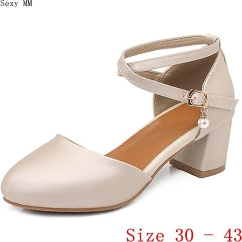 Pumps Women Oxfords Career D'Orsay Shoes Med High Heels Woman Med High Heel Shoes Small Plus Size 30 31 32 33 - 40 41 42 43