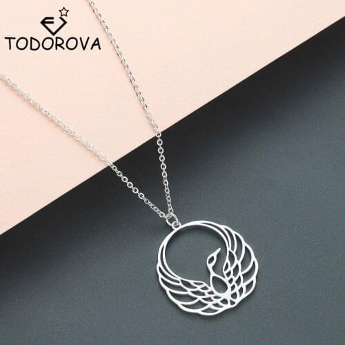 Todorova Origami Phoenix Pendant Necklaces for Women Stainless Steel Necklaces Animal Horse Bird Fashion Jewelry Chain Choker