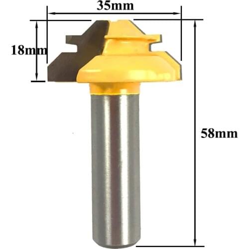 1pc 12MM 1/2" Shank 45 Degree Lock Miter Router Bit 1/2 Stock Medium Lock Miter Milling Bit Wood Carving Tenon Knife 03042