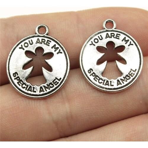 10pcs 22x18mm You Are My Special Angel Pendant Angel Charm Guardian Round Round Angel Pendants