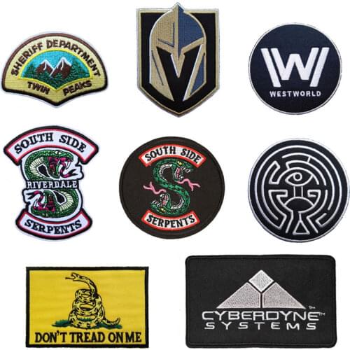 10 pcs Cyberdyne Systems West World Spartacus Logo Embroidered Iron on Patch, Central Park badge jacket jean DIY clothing patch
