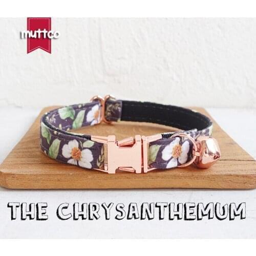 10pcs/lot MUTTCO retail with roes gold high quality metal buckle collar for cat THE CHRYSANTHEMUM design 2 sizes UCC044M