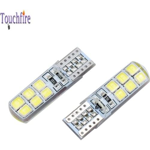 100Pcs/Lot T10 W5W 194 168 2835 12smd Silica gel White LED Side Reading License Plate Light Side Lamp DC 12V Dropshipping