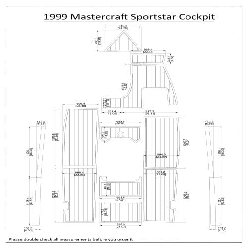 1999 Mastercraft Sportstar Cockpit Pad Boat EVA Teak Decking 1/4" 6mm