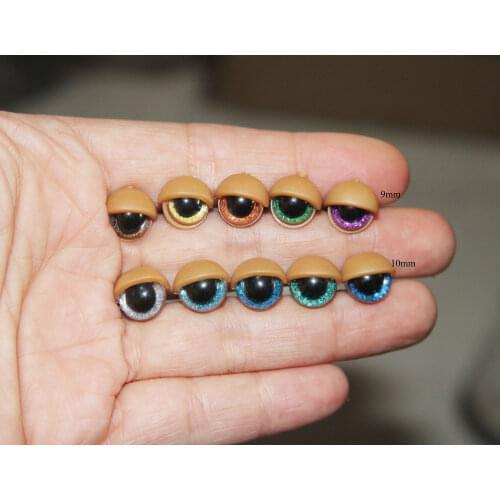 20set/lot--9mm clear round shape glitter toy safety eyes & glitter fabric+ eyelid & hard washer for plush doll findings