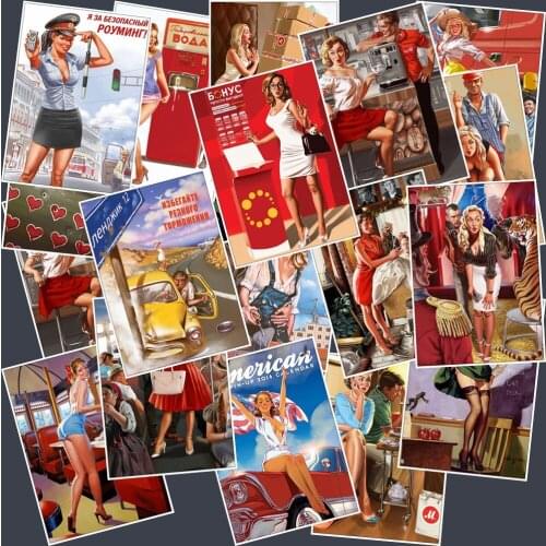 25pcs Europe and America Retro girl pin up girl Sticker Decoration Stationery Sticker DIY Ablum Diary Scrapbooking Label Sticker