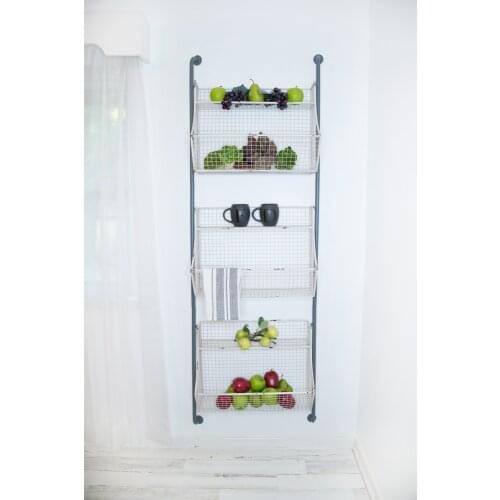 3-tier metal Wire storage Basket Wall Shelf wall mounted kitchen vegetables or fruit storage rack