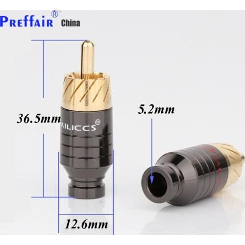 4pcs R1712 Copper RCA Plug Gold Plated Audio Video Adapter Connector