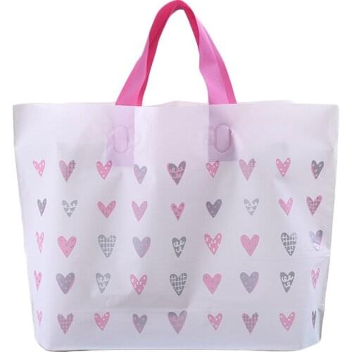 50PCS / LOT Clothing Plastic Tote Bag Custom PE Bag Little Love Gift Packaging Shopping Bag