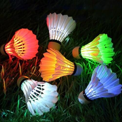 6Pcs Colorful LED Luminous Goose Feather Badminton Newfangled Dark Night Glow Lighting Shuttlecock Indoor Sports Flash Colors
