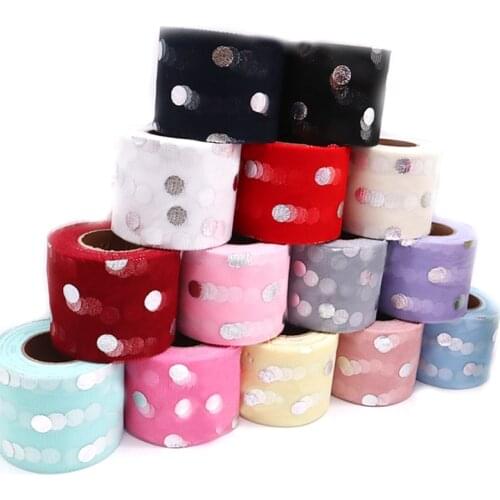 6cm 10cm 25Yards Sliver Dot Sequin Tulle Ribbon Soft Mesh Tulle Roll DIY Craft Accessories Hair Clip Bow Cake Topper Supplies