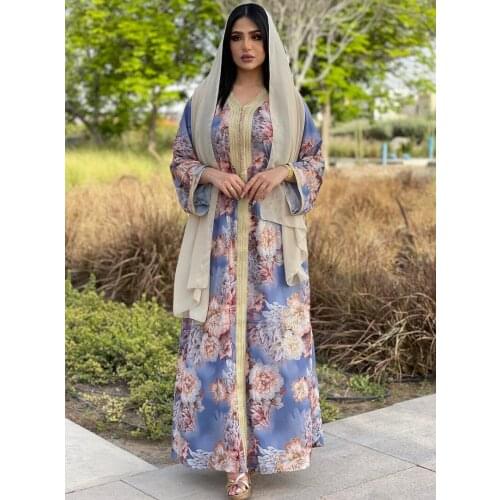 Abaya Dubai Muslim Dress Women Moroccan Caftan Elegant Lady Middle East Arabic Clothing Jalabiy 2021 Eid Mubarak Djellaba Femme