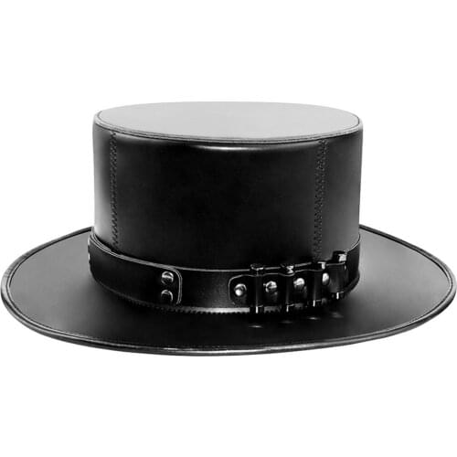 Aboutcos Punk Hats Plague Doctor PU Leather Neutral Dance party Cosplay Hat Magic Prop Gentleman Fedoras Hats Vintage Steampunk
