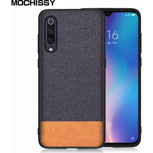 For Xiaomi Mi 9 Phone Case Shockproof Back Cover Cloth Fabric Silicone Soft Edge Protect For Xiaomi 9 Funda Shockproof Bumper