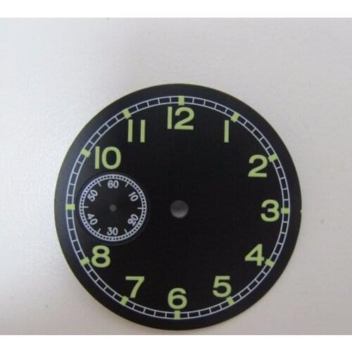 38.9mm black luminous dial fit Unitas ETA 6497 movement numeral Watch