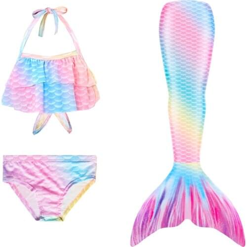 Girls Mermaid Tails Bikini Set Dresses Cosplay Costume 3pcs Clothes Little Children Swimsuit for Kids Swimming Wear Gift