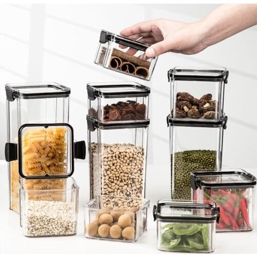 Dry food storage box, food container, transparent and stackable kitchen spaghetti noodles, sealed cans, finishing bottles