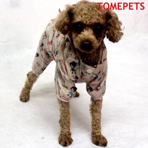 TOMEPETS Pet raincoat, cartoon dog raincoat pet clothes soft lightweight waterproof for small dog four-sleeve raincoat with hood
