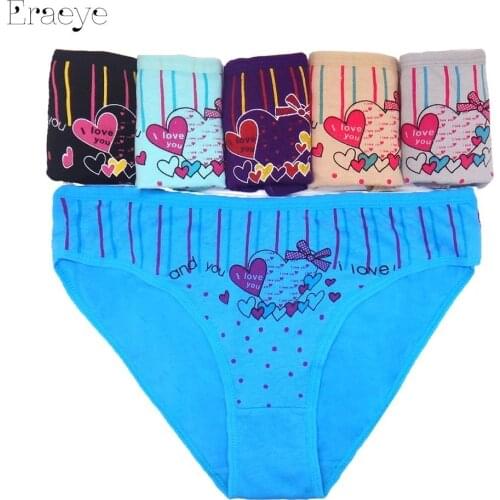 ERAEYE Brand 5 pcs Women Cotton Panties Womens Underwear Briefs Solid Cute Bow Low-Rise Sexy Ladies Girls Factory direct sales