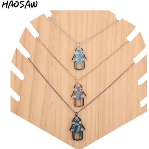 HAOSAW Choose Color/Micro Pave Charms/Hollow Hand Pendant Necklace/Charm Necklace/Women Jewelry Making