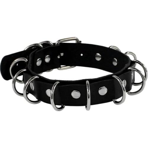 Punk Women Spike Rivet Circle Harness Necklaces O-Round Goth Choker Collar Necklace Neck Chocker Jewelry statement necklace